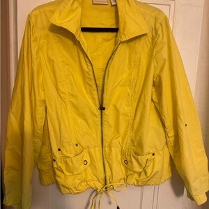 Chico's Yellow Utility Jacket with Stand-Up Collar 100% cotton sz 3